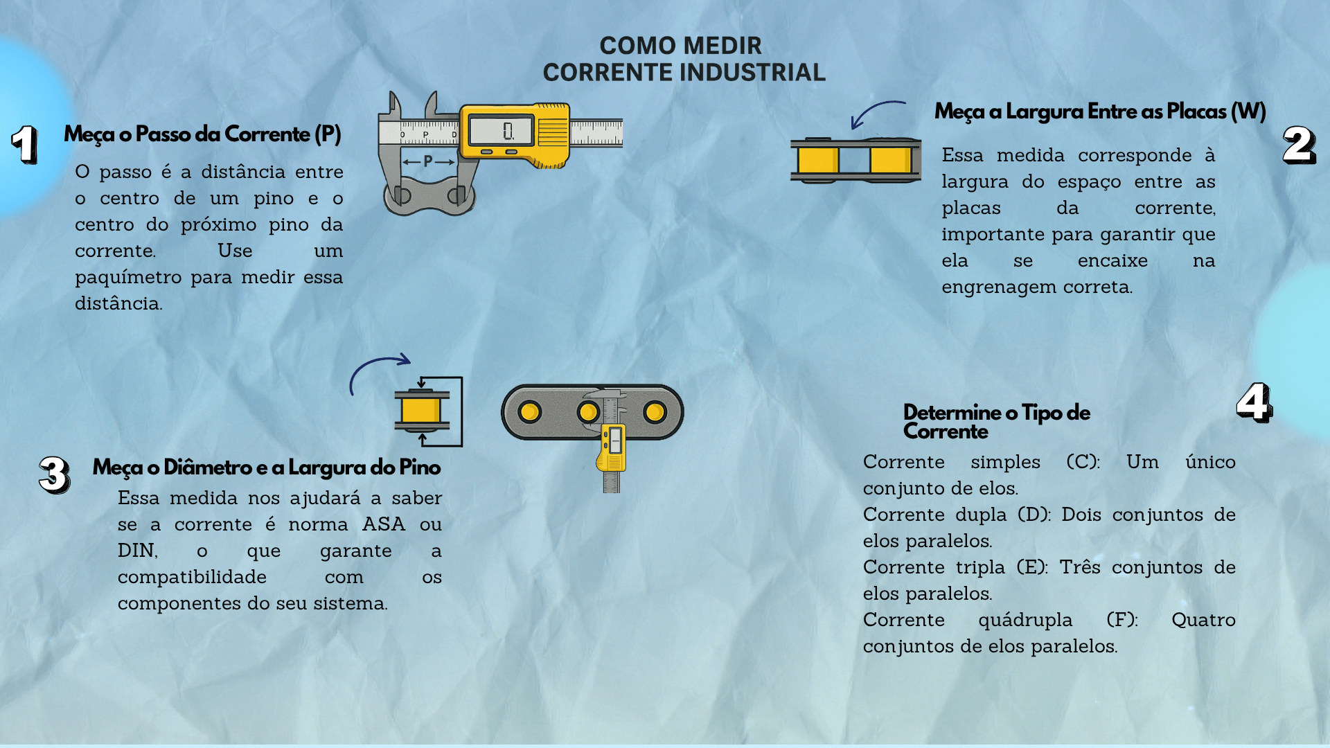Quatro Elos Correntes e Engrenagens - como-identificar-a-corrente